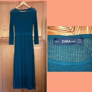 Zara Dress Knit Teal fully lined green size M euc